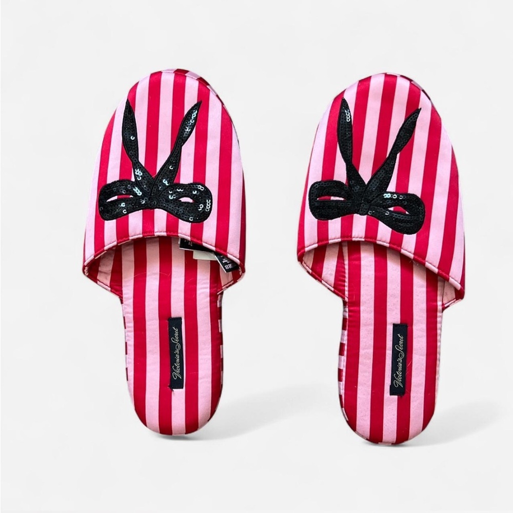 Victoria's Secret Red and Pink Striped Slippers